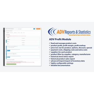 ADV Profit Module OpenCart (product costs, profit, margin, markup)