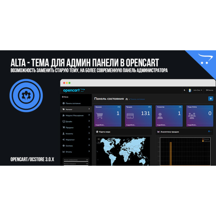 Alta – тема для адмін панелі в OpenCart