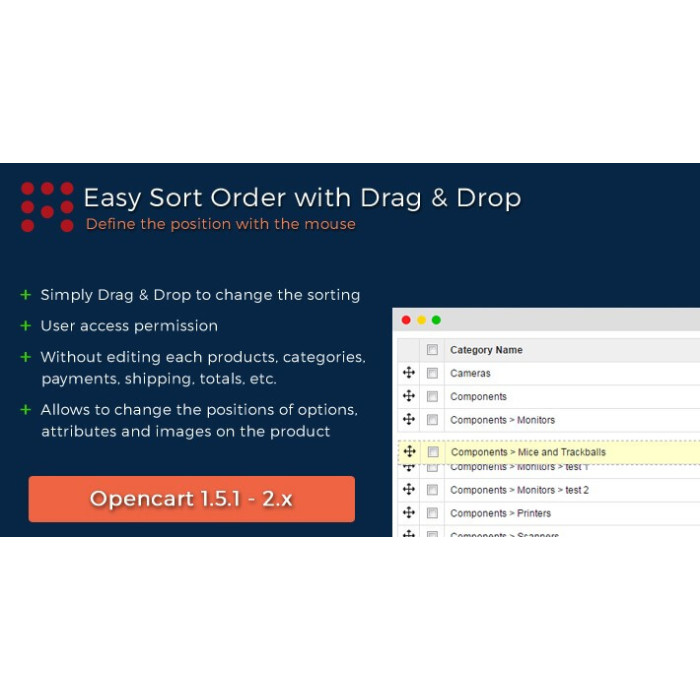Easy Sort Order with Drag & Drop для OpenCart