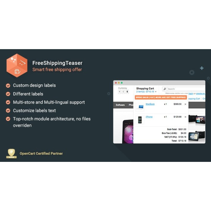 FreeShippingTeaser OpenCart – Smart free shipping offer