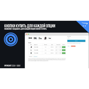 Кнопки купити для кожної опції OpenCart