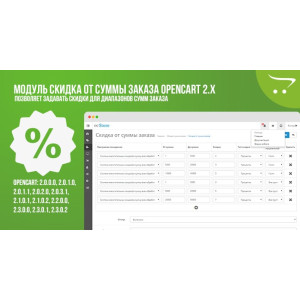 Модуль Знижка від суми замовлення Opencart 2.x