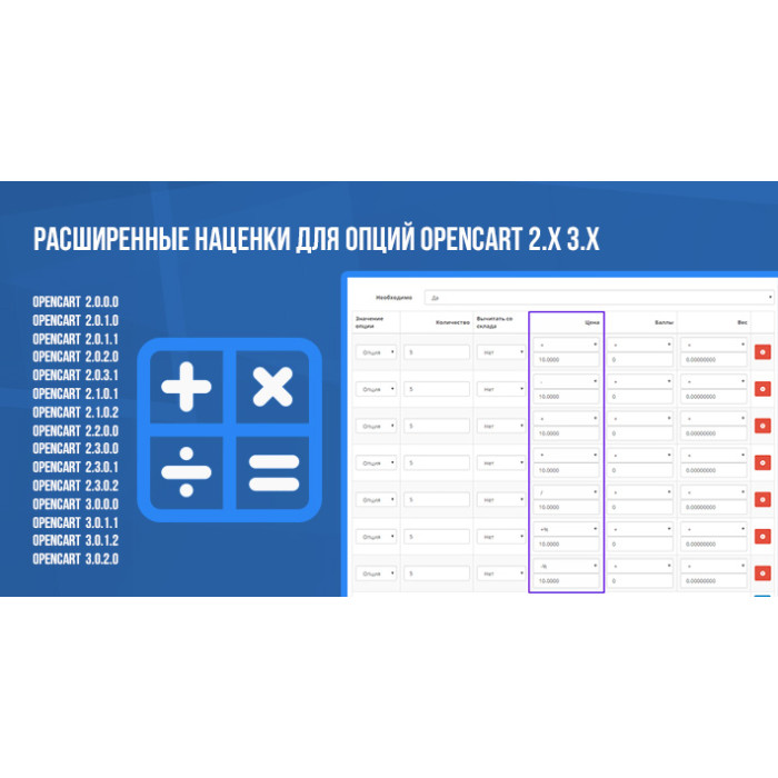 Розширені націнки для опцій Opencart 2.x3.x