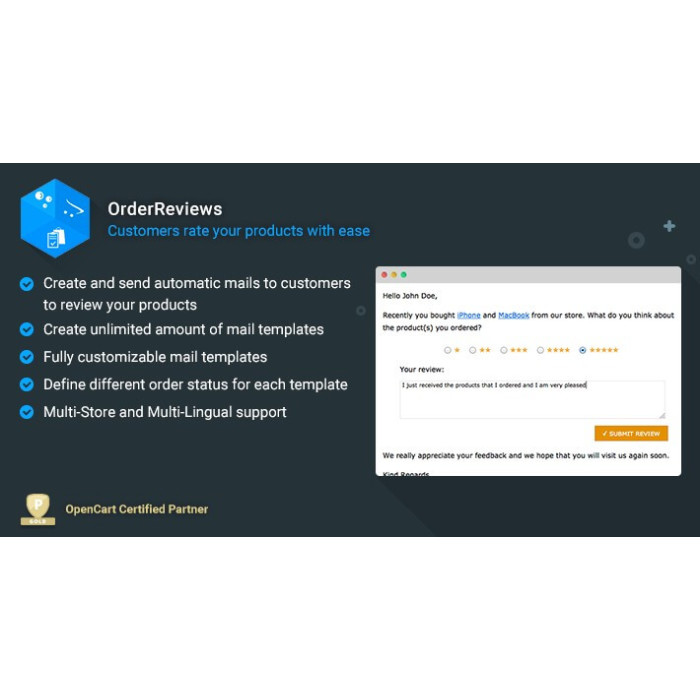 OrderReviews – Email Clients to Rate and Review Products