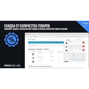 Знижка від кількості товарів OpenCart