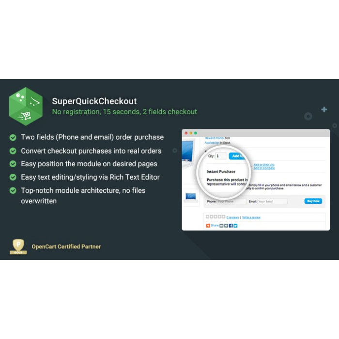 SuperQuickCheckout – 15 seconds, 2 fields checkout